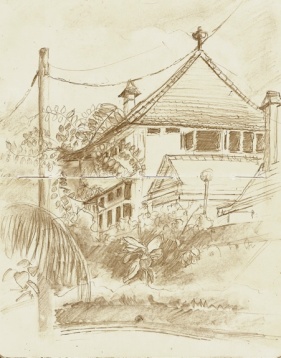 Penang Hill House - 6x8" - pencil