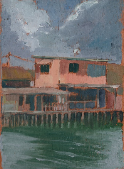 Pink House - 6x8" - Oil on panel