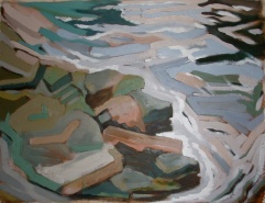 Dyfi Rocks 2 - 46x62" - Oil on canvas