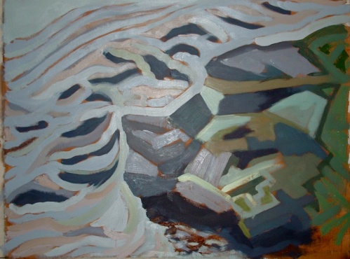 Dyfi Rocks 4 - 45x62" - Oil on canvas